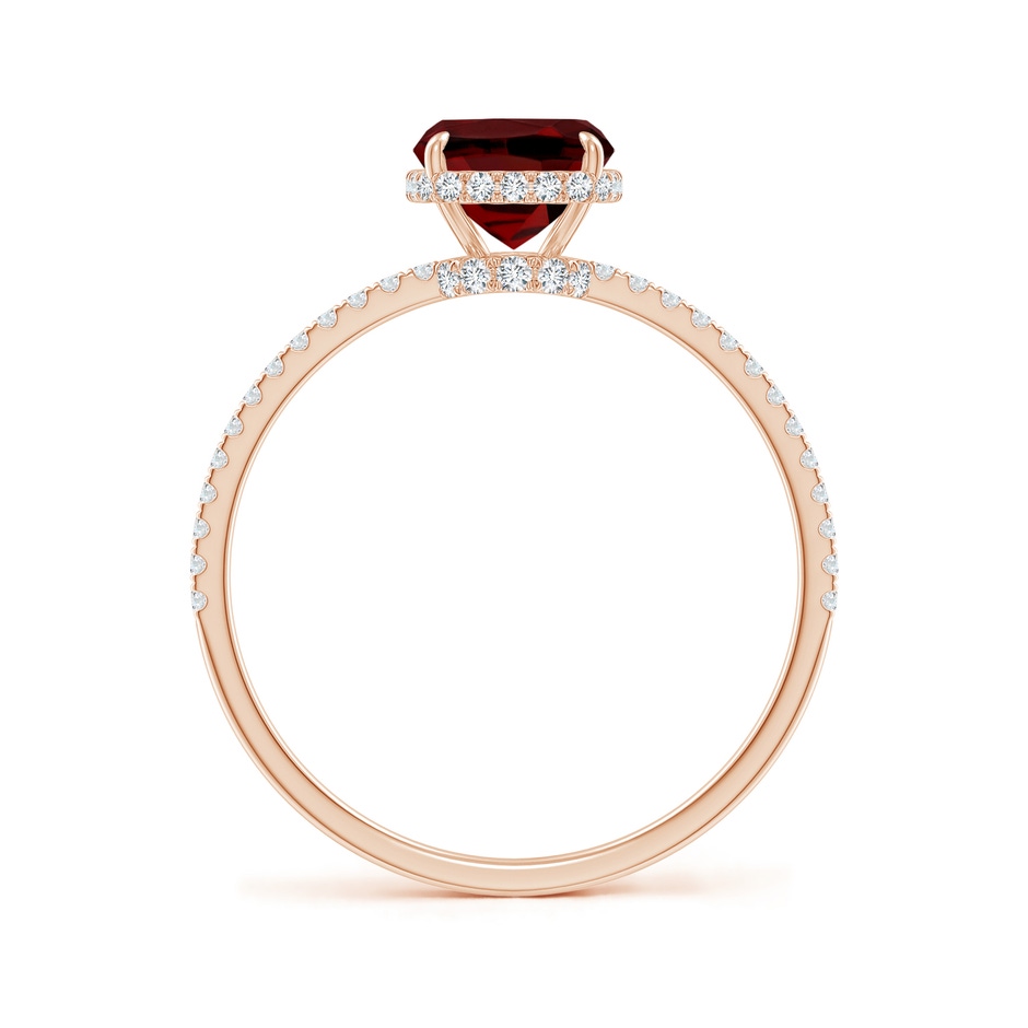 8x6mm AAAA Thin Shank Cushion Cut Garnet Ring With Diamond Accents in Rose Gold side 199