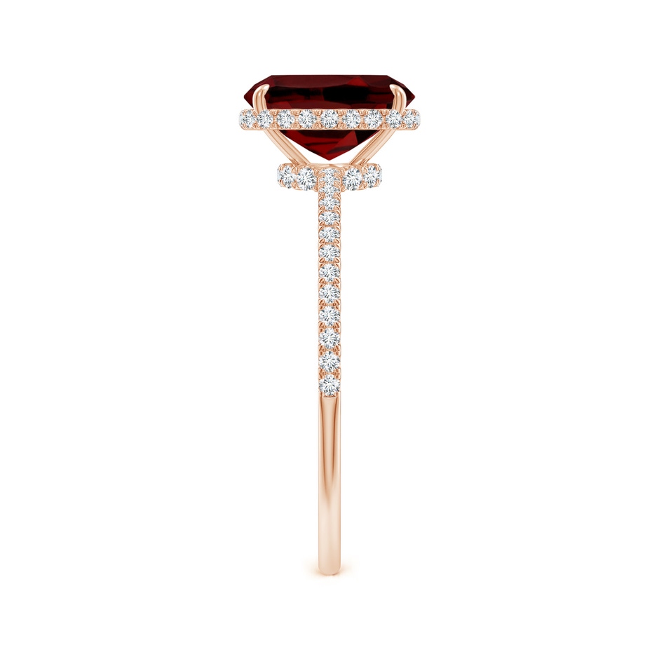 8x6mm AAAA Thin Shank Cushion Cut Garnet Ring With Diamond Accents in Rose Gold side-2