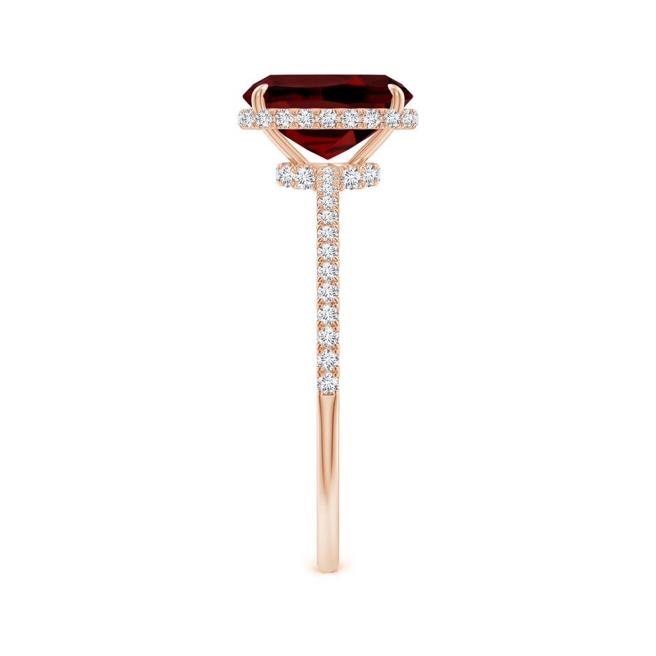 8x6mm AAAA Thin Shank Cushion Cut Garnet Ring With Diamond Accents in Rose Gold side 299