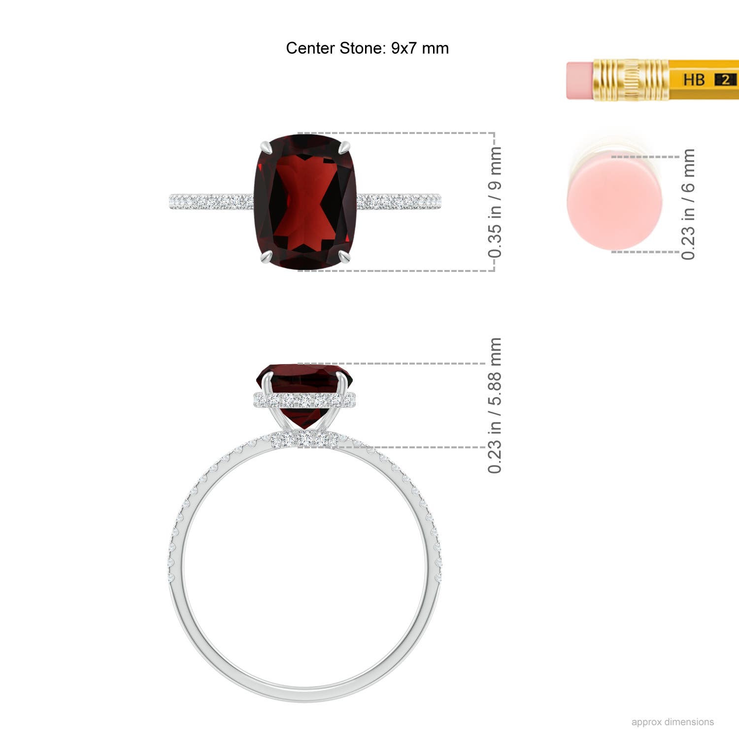 AA - Garnet / 3.25 CT / 14 KT White Gold