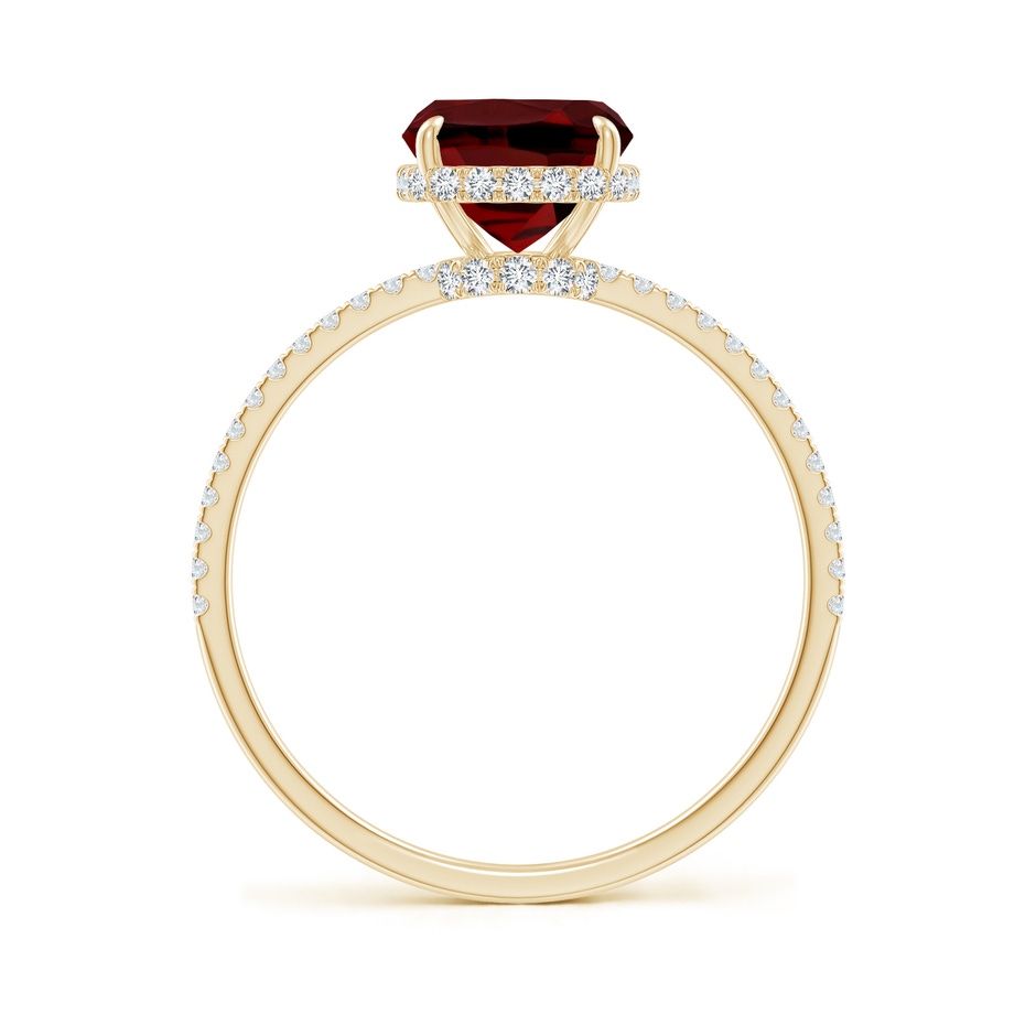 9x7mm AAAA Thin Shank Cushion Cut Garnet Ring With Diamond Accents in Yellow Gold side 199