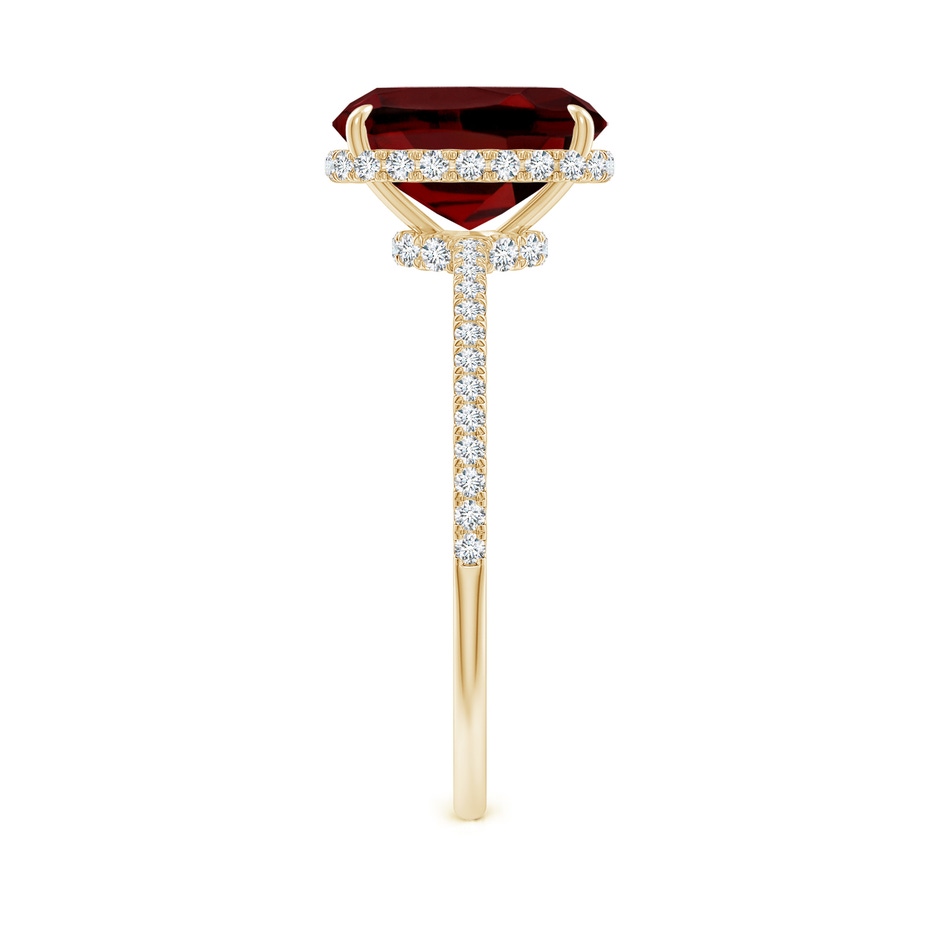 9x7mm AAAA Thin Shank Cushion Cut Garnet Ring With Diamond Accents in Yellow Gold side 299