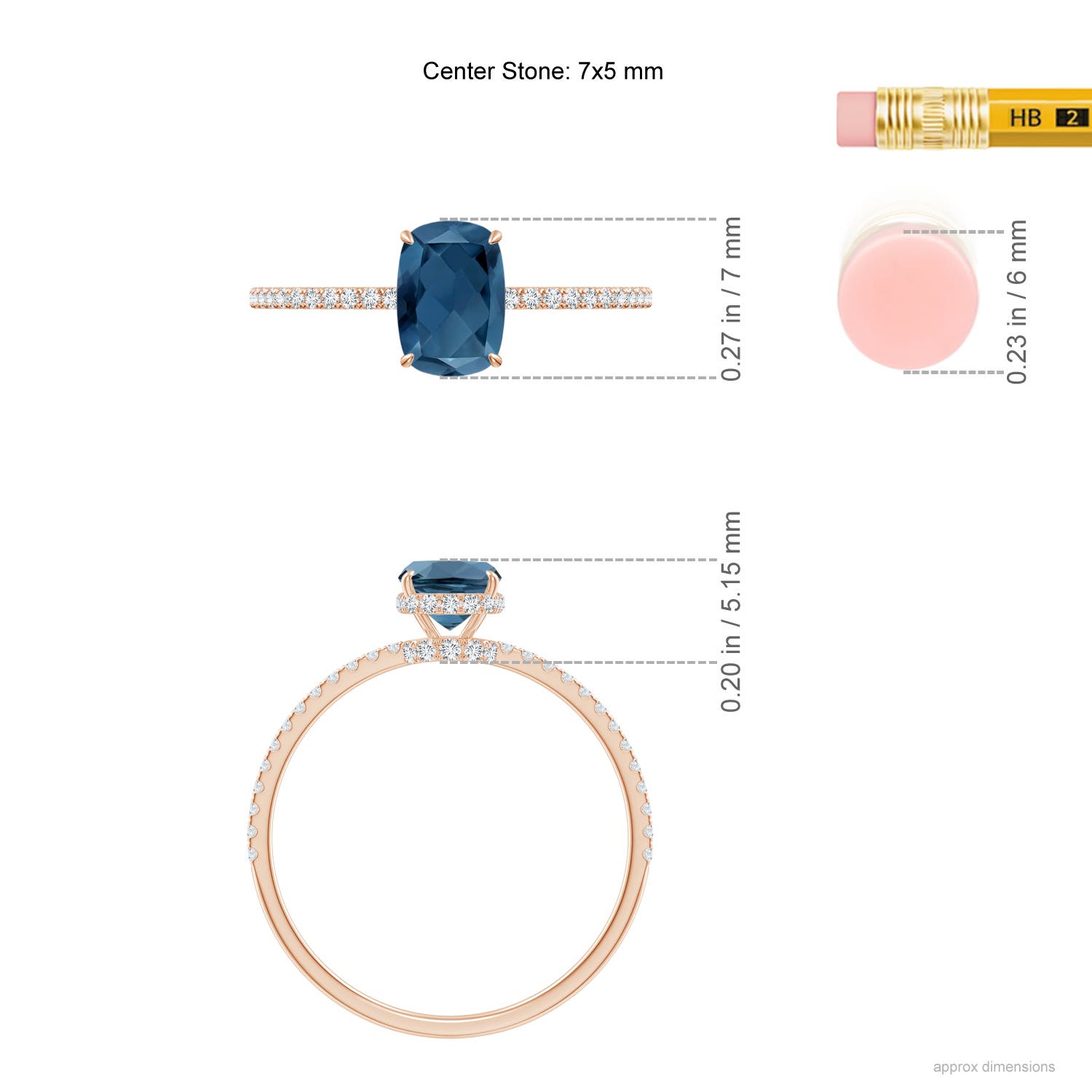 A - London Blue Topaz / 1.3 CT / 14 KT Rose Gold