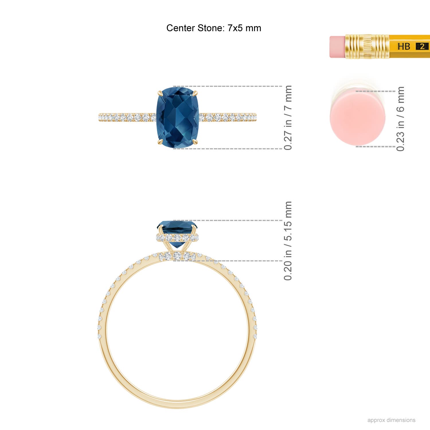 AA - London Blue Topaz / 1.3 CT / 14 KT Yellow Gold