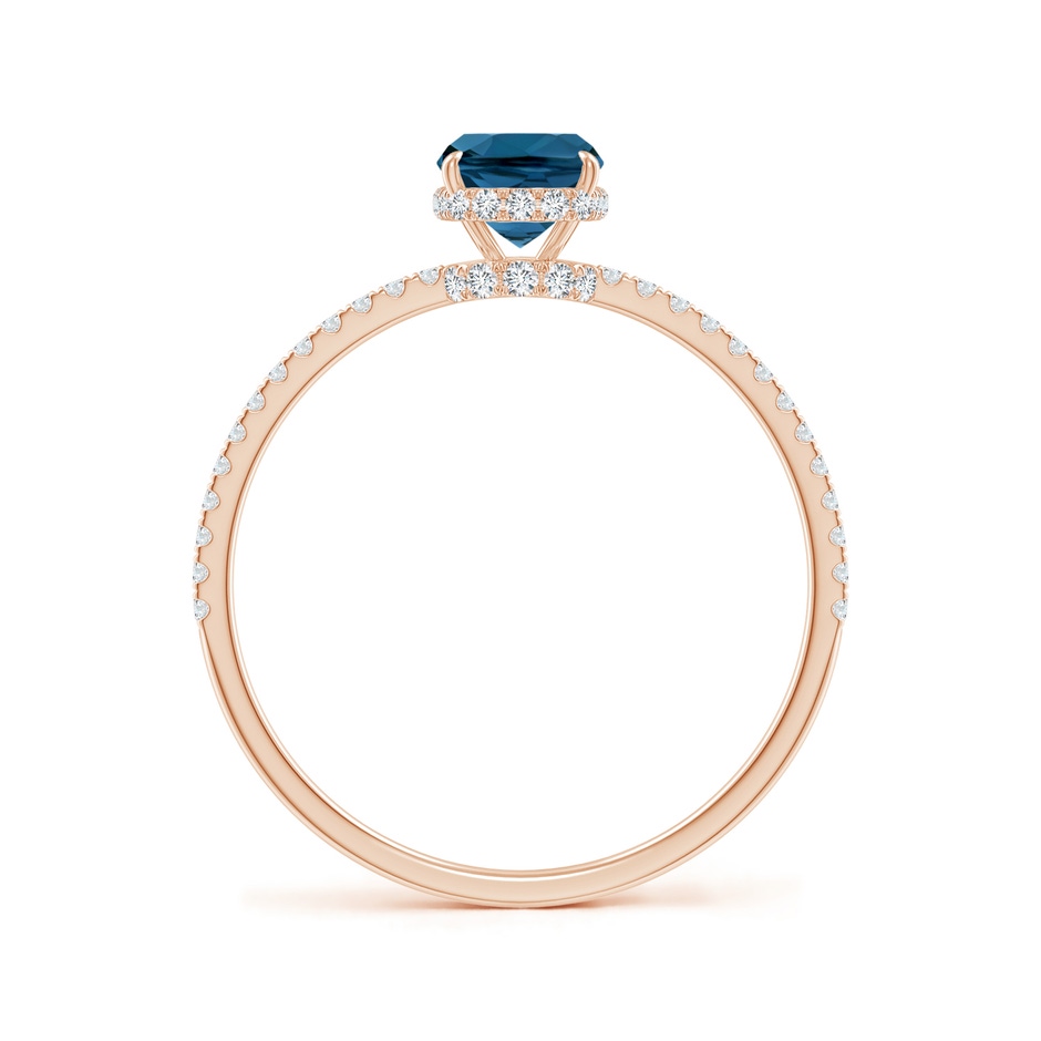 7x5mm AAA Thin Shank Cushion London Blue Topaz Ring with Diamonds in Rose Gold side 199