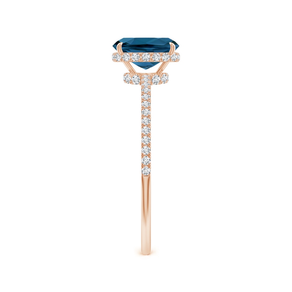 7x5mm AAA Thin Shank Cushion London Blue Topaz Ring with Diamonds in Rose Gold side 299