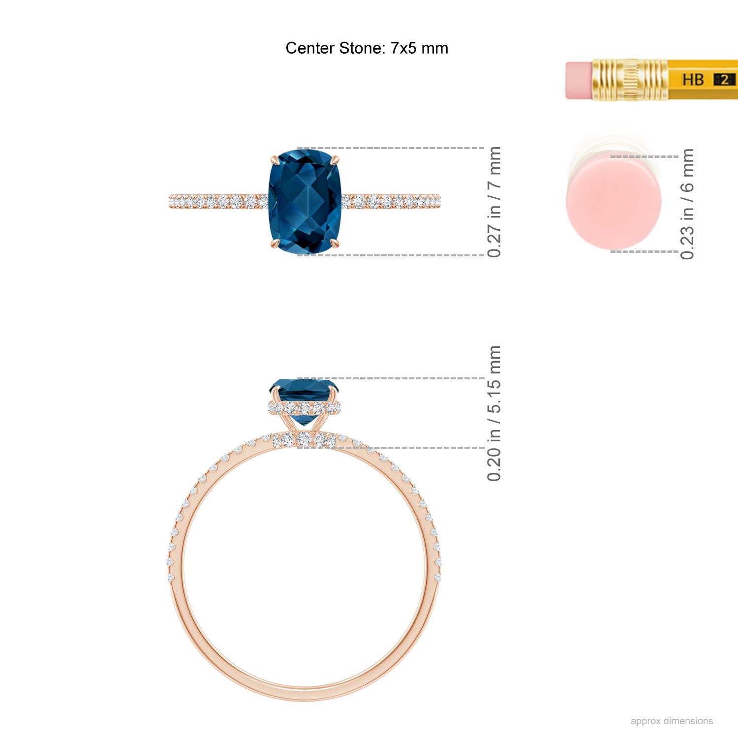 AAA - London Blue Topaz / 1.3 CT / 14 KT Rose Gold