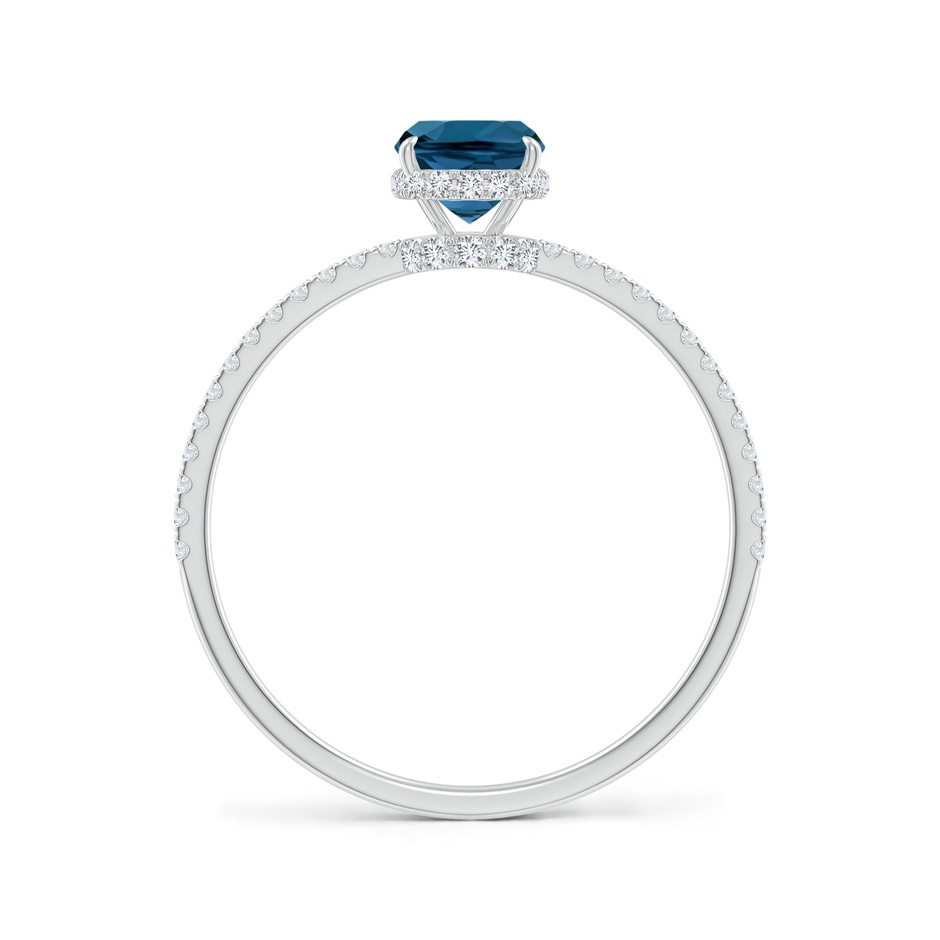 7x5mm AAA Thin Shank Cushion London Blue Topaz Ring with Diamonds in White Gold side 199