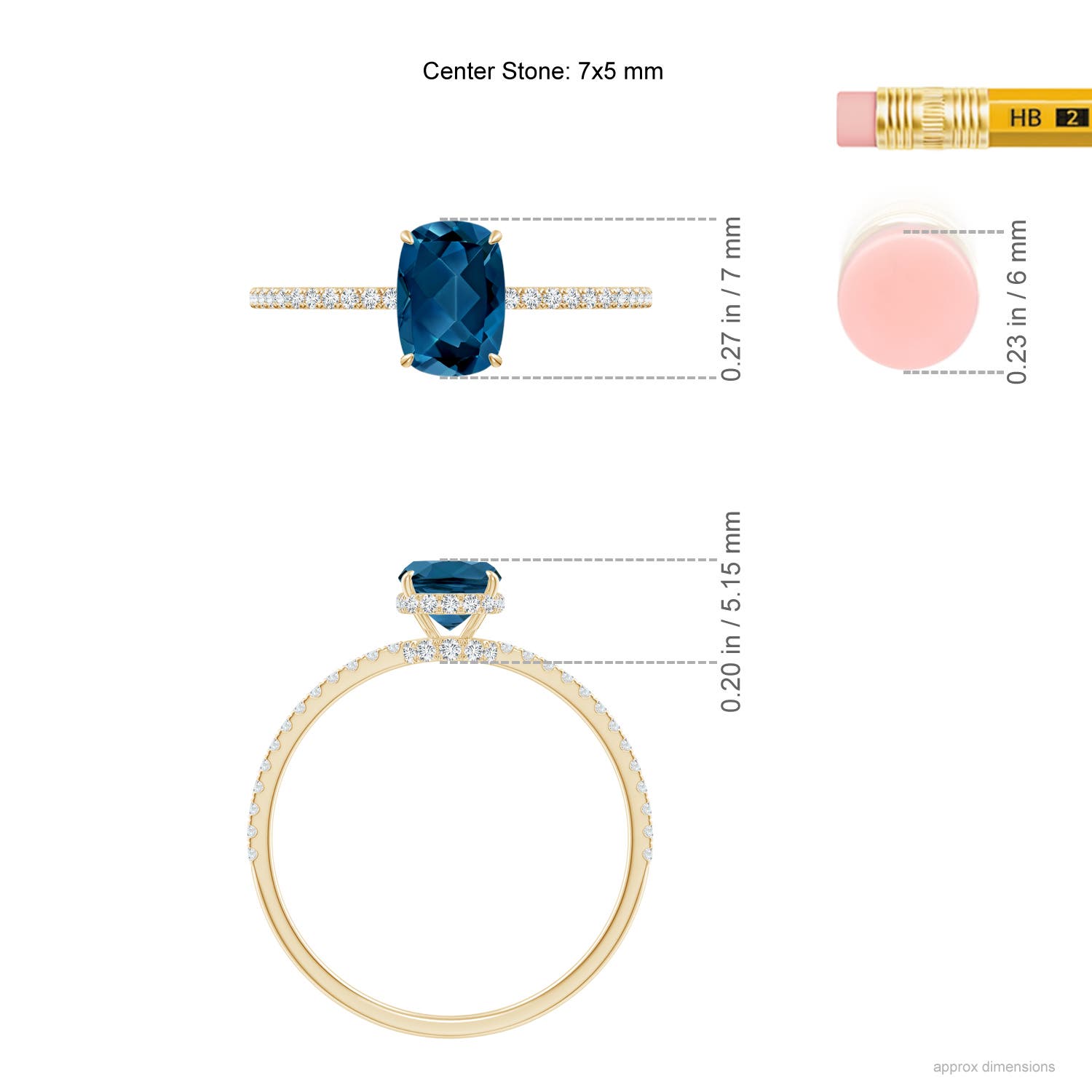 AAA - London Blue Topaz / 1.3 CT / 14 KT Yellow Gold