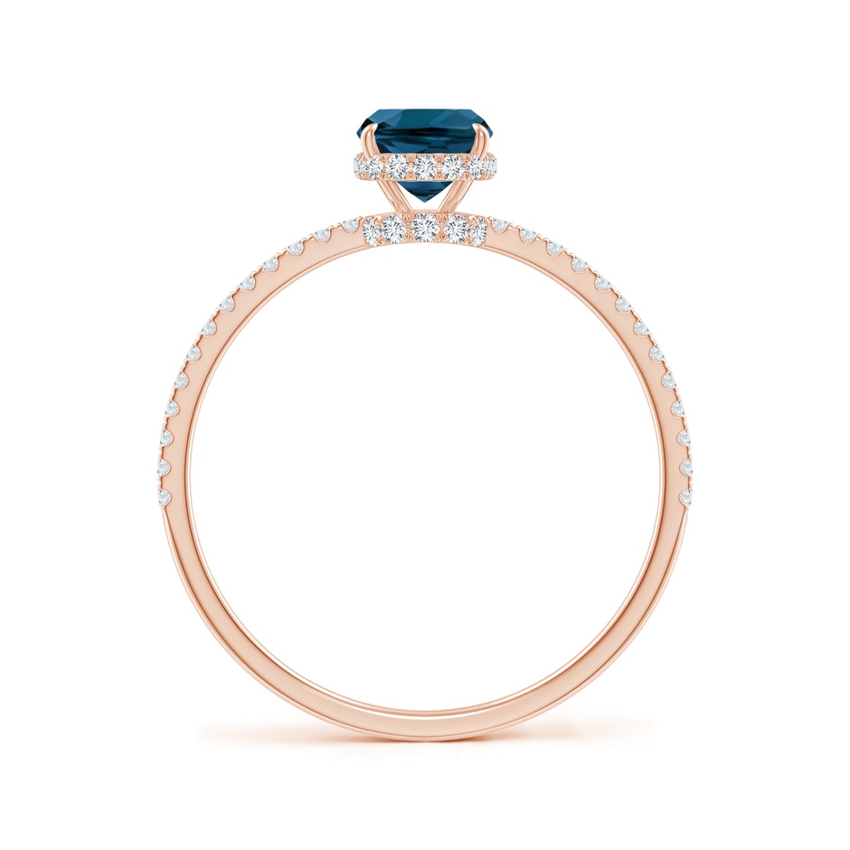 7x5mm AAAA Thin Shank Cushion London Blue Topaz Ring with Diamonds in 9K Rose Gold side 199