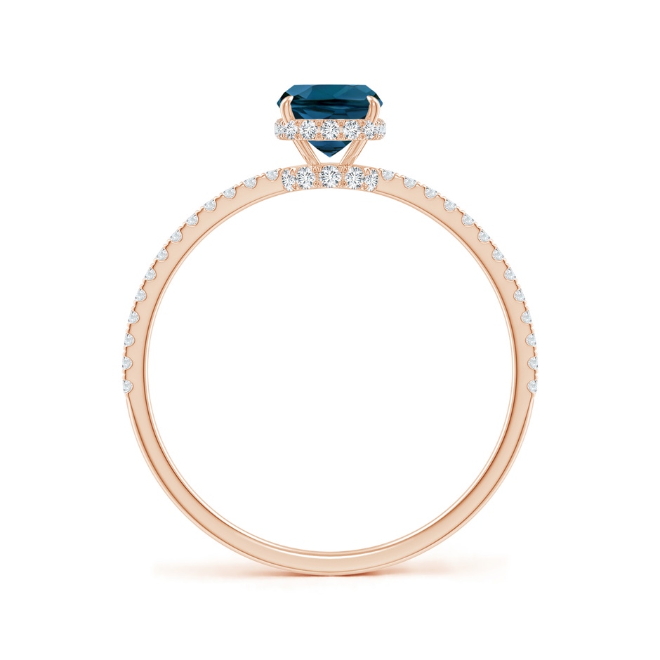 7x5mm AAAA Thin Shank Cushion London Blue Topaz Ring with Diamonds in Rose Gold side 199