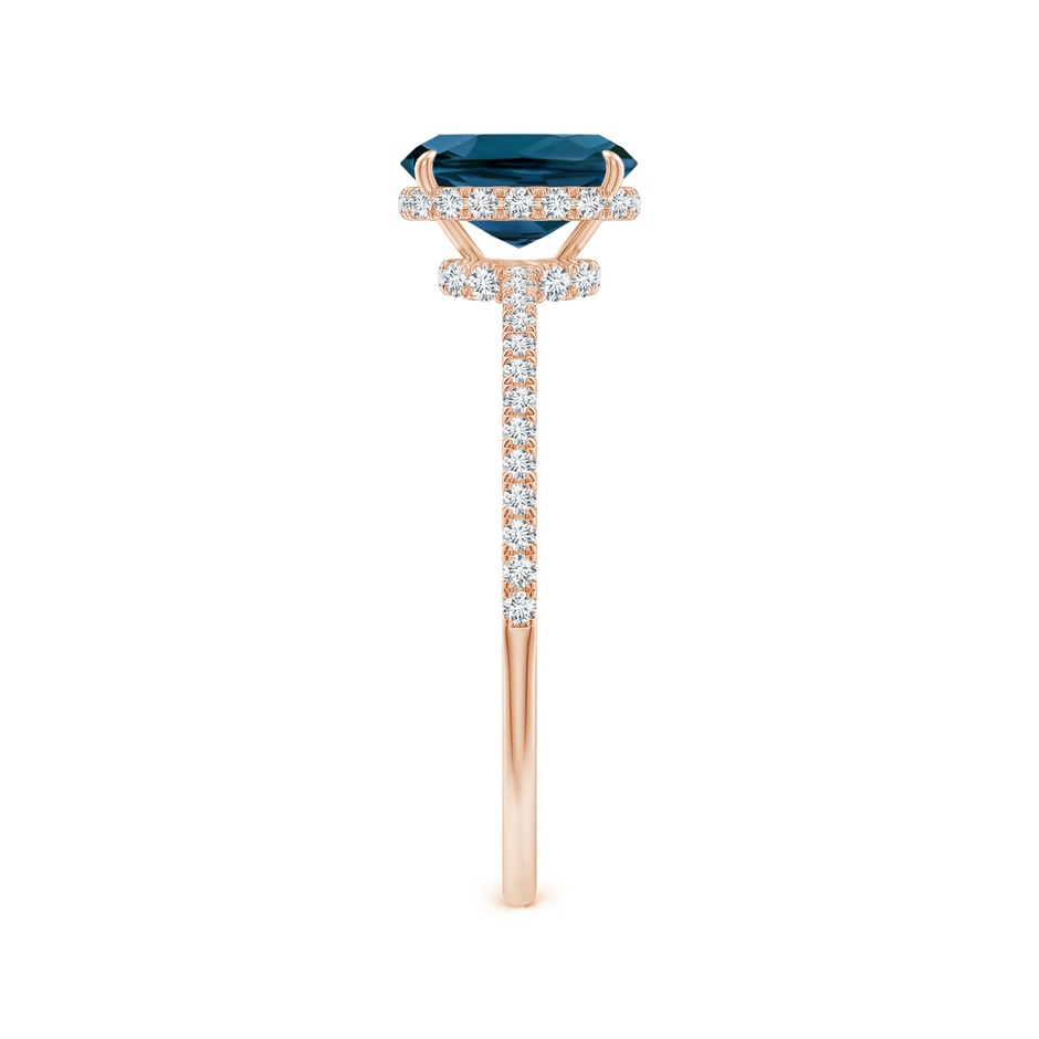 7x5mm AAAA Thin Shank Cushion London Blue Topaz Ring with Diamonds in Rose Gold side 299
