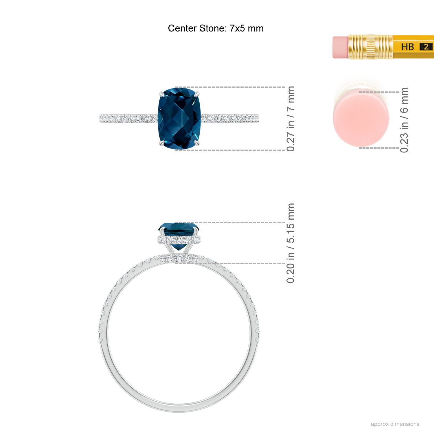 AAAA - London Blue Topaz / 1.3 CT / 14 KT White Gold