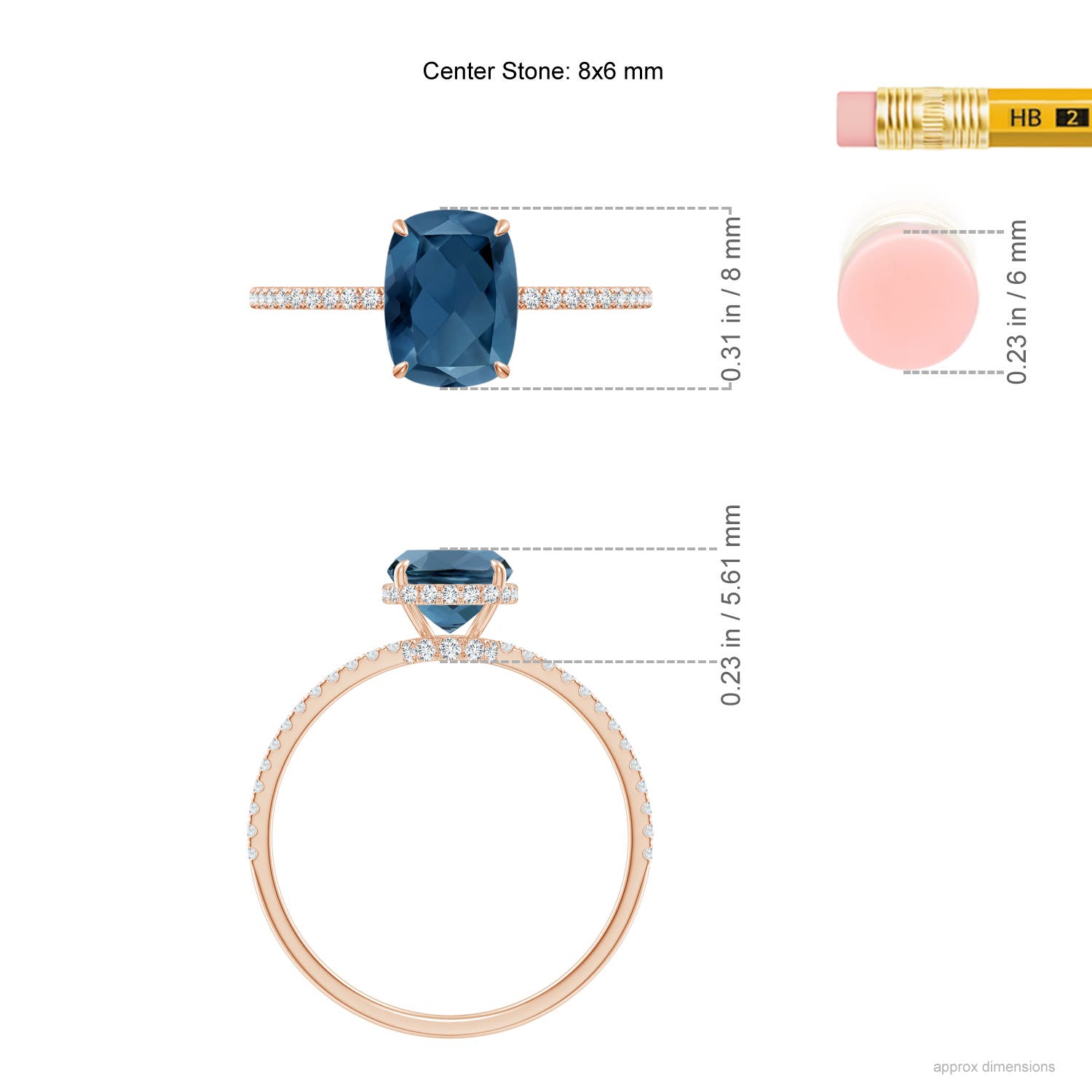 A - London Blue Topaz / 1.91 CT / 14 KT Rose Gold