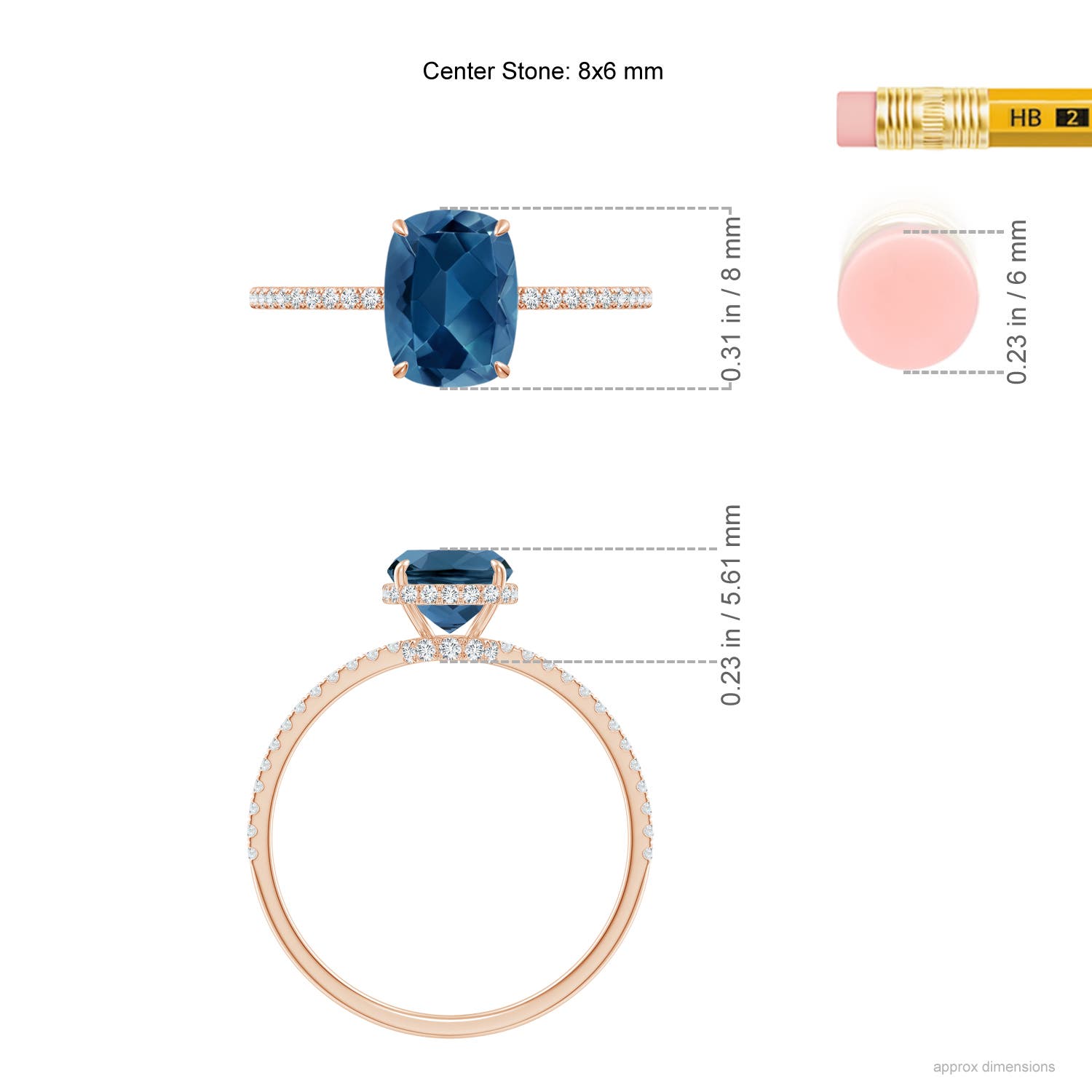 AA - London Blue Topaz / 1.91 CT / 14 KT Rose Gold