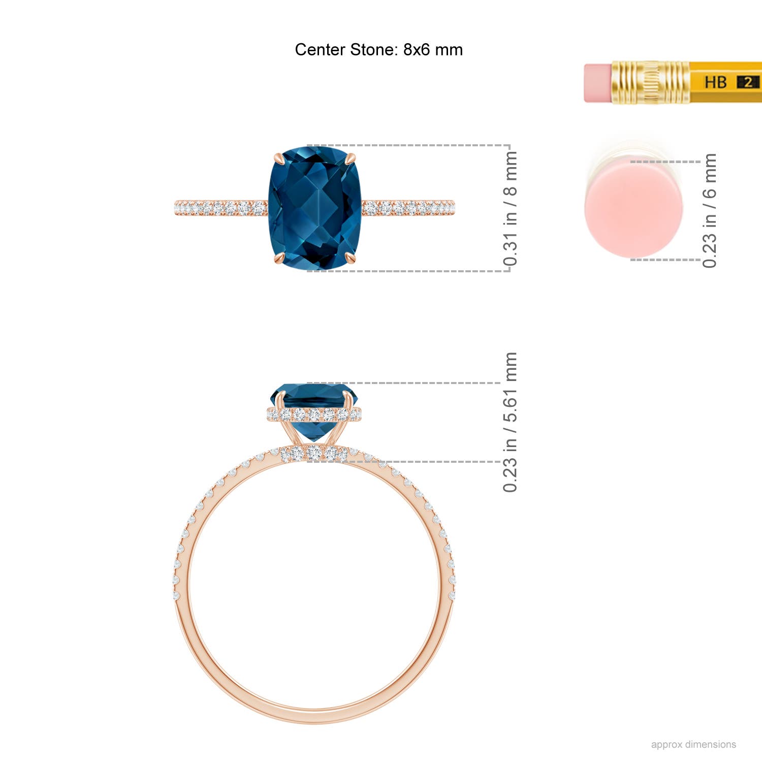 AAA - London Blue Topaz / 1.91 CT / 14 KT Rose Gold