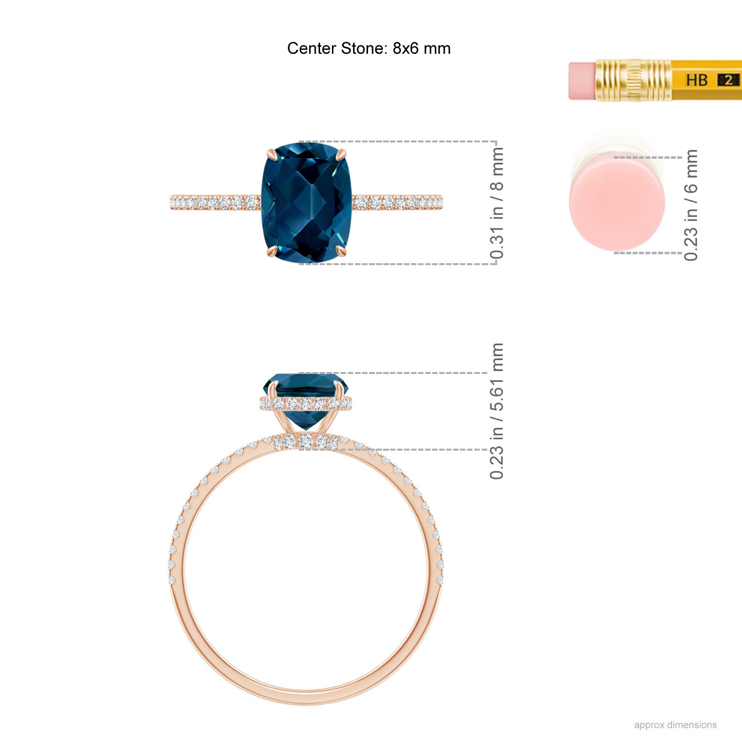 AAAA - London Blue Topaz / 1.91 CT / 14 KT Rose Gold