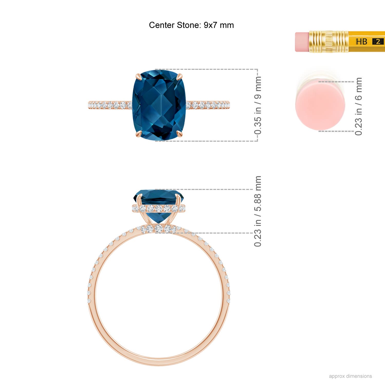 AAA - London Blue Topaz / 2.55 CT / 14 KT Rose Gold