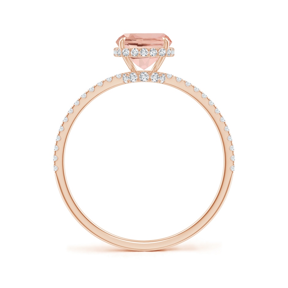 8x6mm AAAA Thin Shank Cushion Morganite Ring with Diamond Accents in Rose Gold side-1