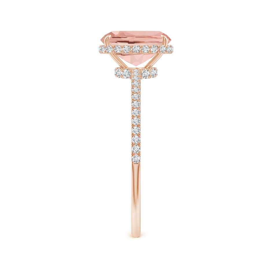 8x6mm AAAA Thin Shank Cushion Morganite Ring with Diamond Accents in Rose Gold side-2