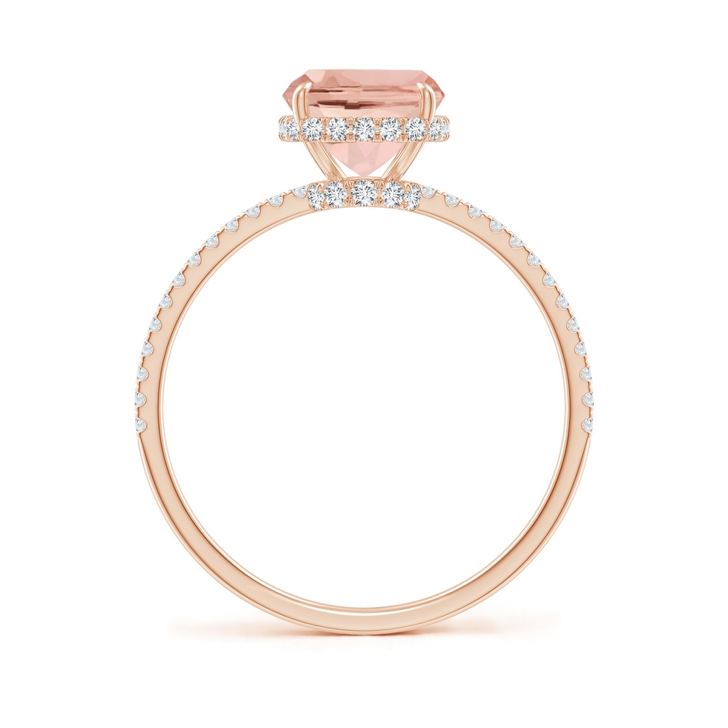 9x7mm AAAA Thin Shank Cushion Morganite Ring with Diamond Accents in Rose Gold Side-1