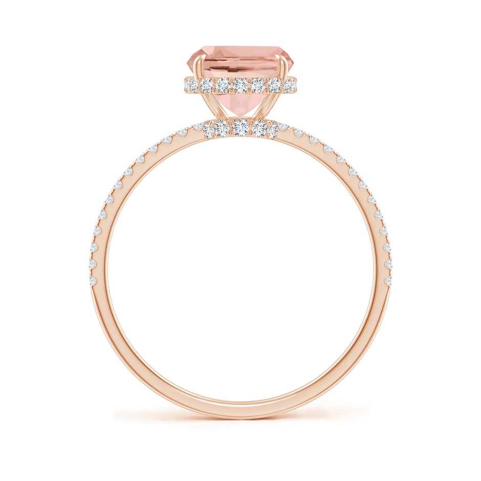 9x7mm AAAA Thin Shank Cushion Morganite Ring with Diamond Accents in Rose Gold side-1