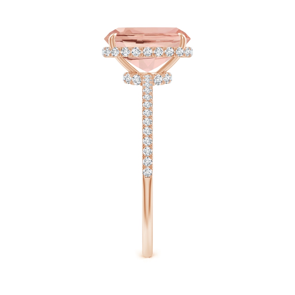 9x7mm AAAA Thin Shank Cushion Morganite Ring with Diamond Accents in Rose Gold Side-2