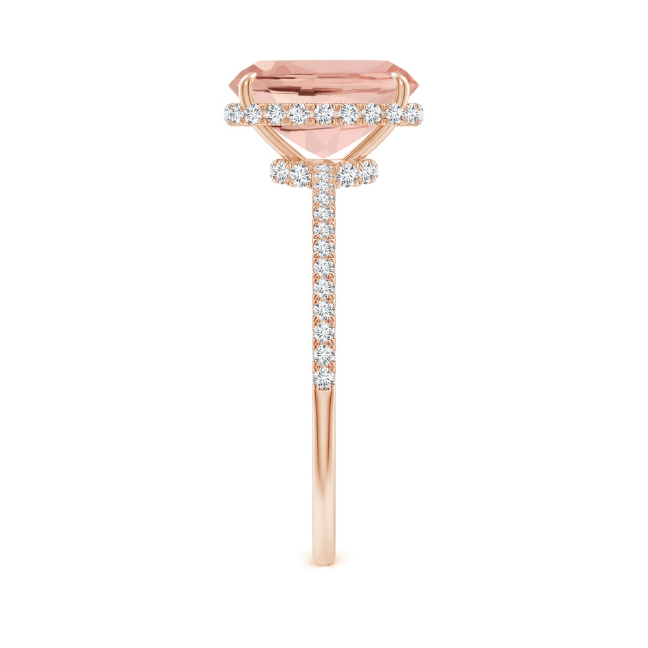 9x7mm AAAA Thin Shank Cushion Morganite Ring with Diamond Accents in Rose Gold side-2