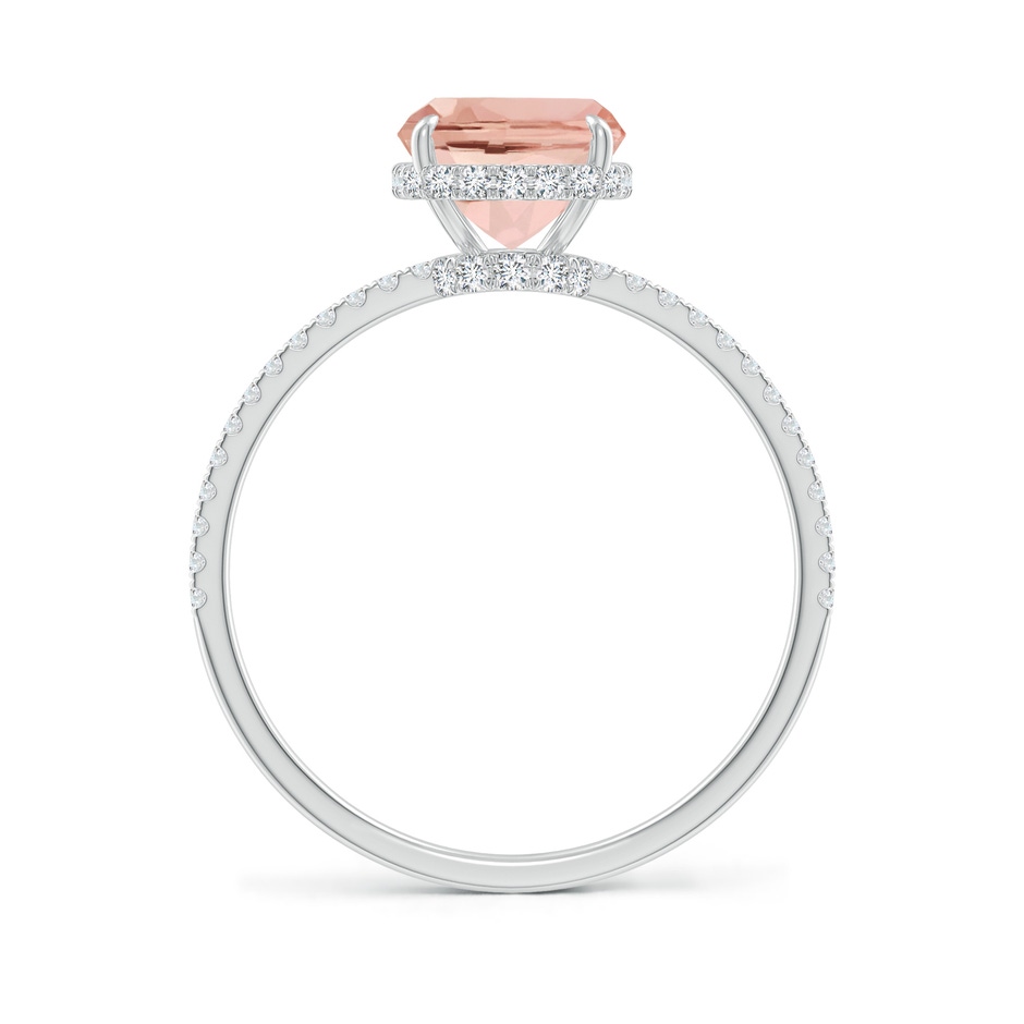 9x7mm AAAA Thin Shank Cushion Morganite Ring with Diamond Accents in White Gold side-1