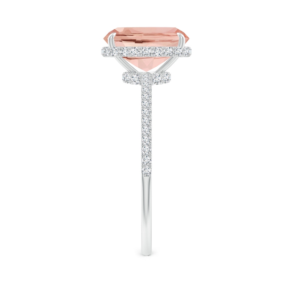 9x7mm AAAA Thin Shank Cushion Morganite Ring with Diamond Accents in White Gold side-2