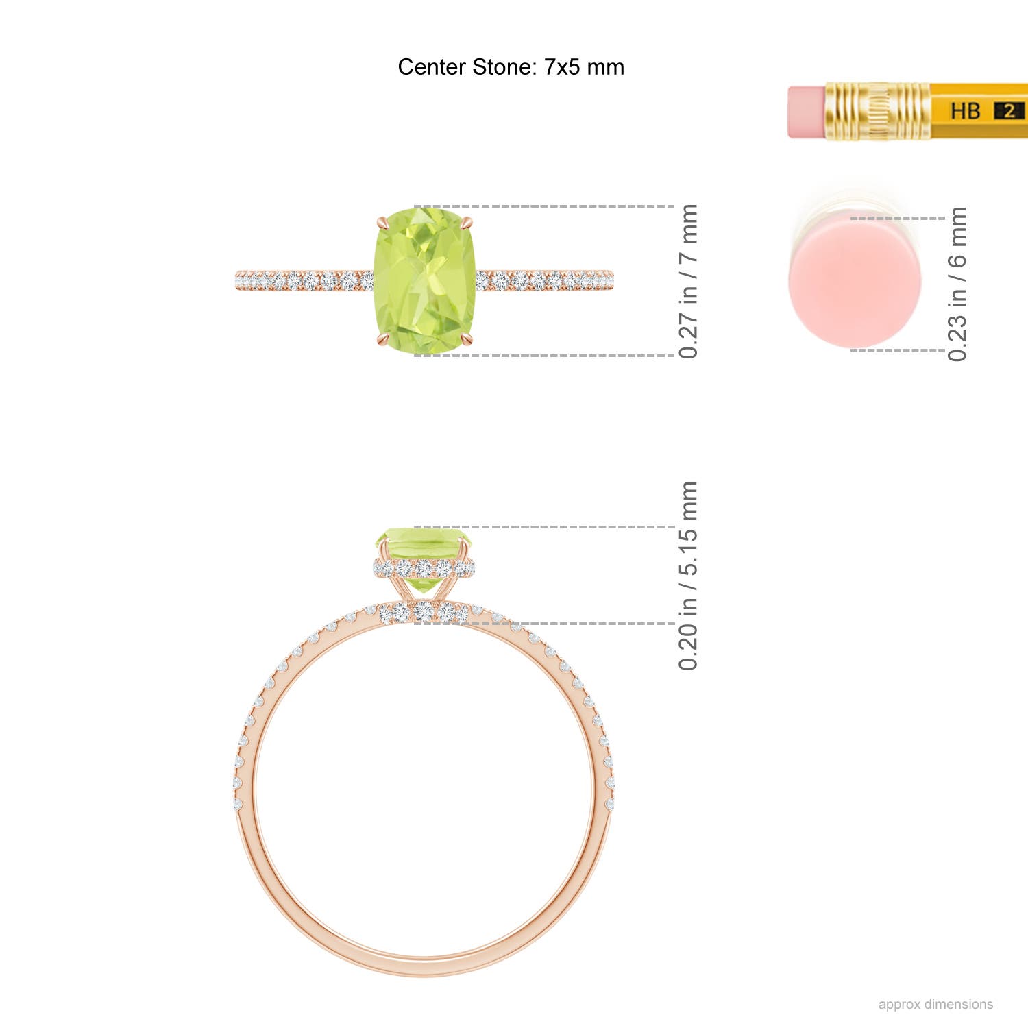 A - Peridot / 1.12 CT / 14 KT Rose Gold