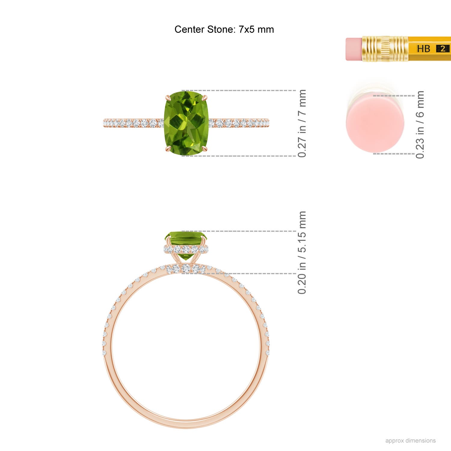 AAAA - Peridot / 1.12 CT / 14 KT Rose Gold