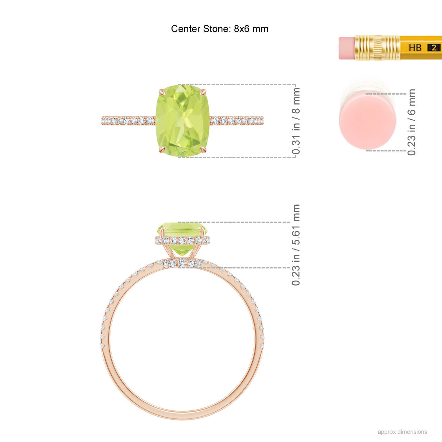 A - Peridot / 1.73 CT / 14 KT Rose Gold