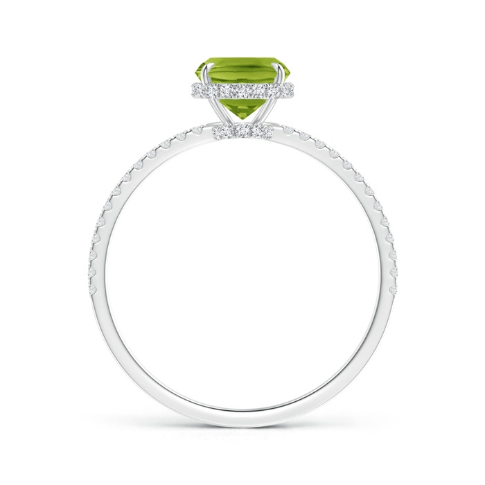 8x6mm AAA Thin Shank Cushion Cut Peridot Ring With Diamond Accents in 9K White Gold product image