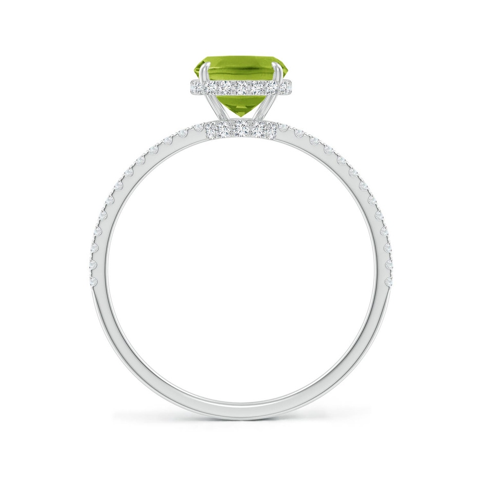 8x6mm AAA Thin Shank Cushion Cut Peridot Ring With Diamond Accents in 9K White Gold side 199