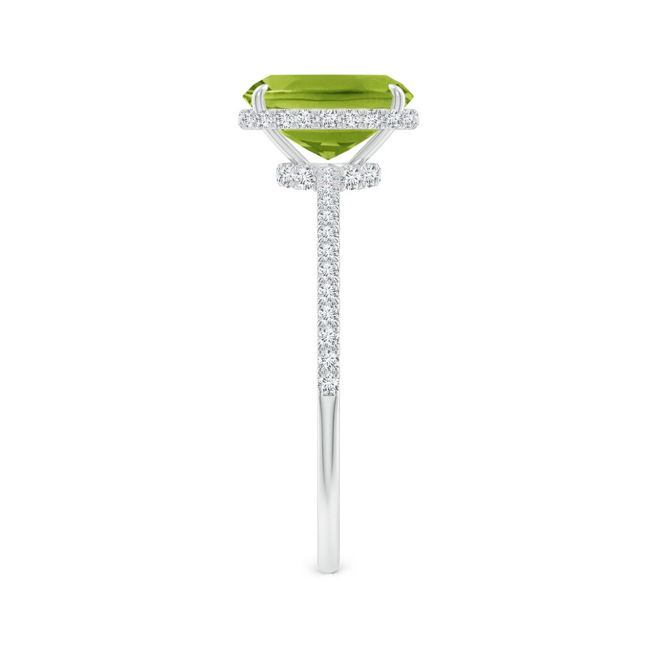 8x6mm AAA Thin Shank Cushion Cut Peridot Ring With Diamond Accents in 9K White Gold side 299