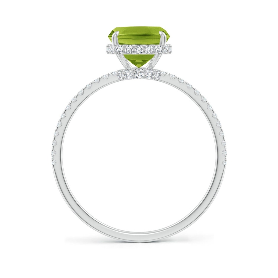 9x7mm AAA Thin Shank Cushion Cut Peridot Ring With Diamond Accents in White Gold side 199