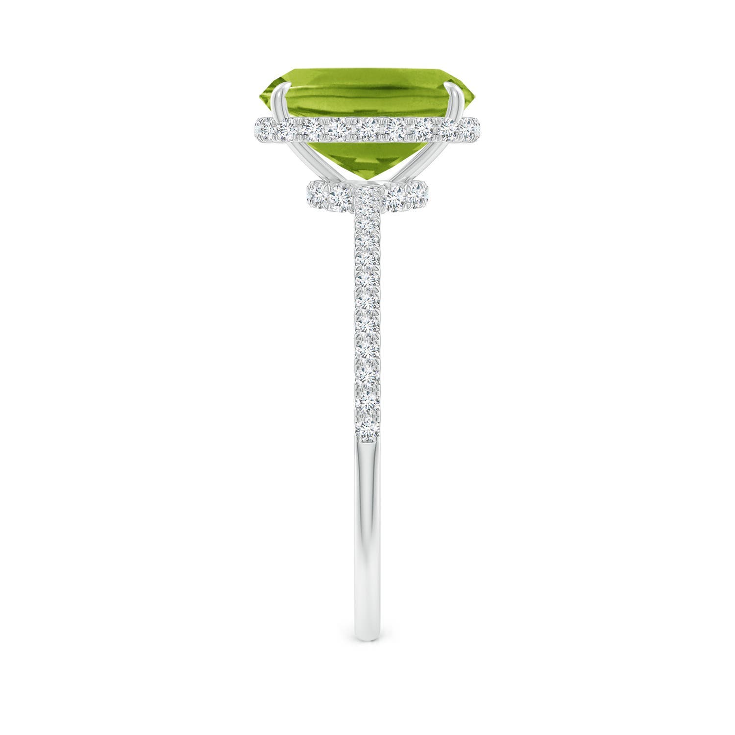 アクセサリー 14K White Gold Peridot Vintage 14K White Gold Cushion Cut Peridot and Diamond Ring