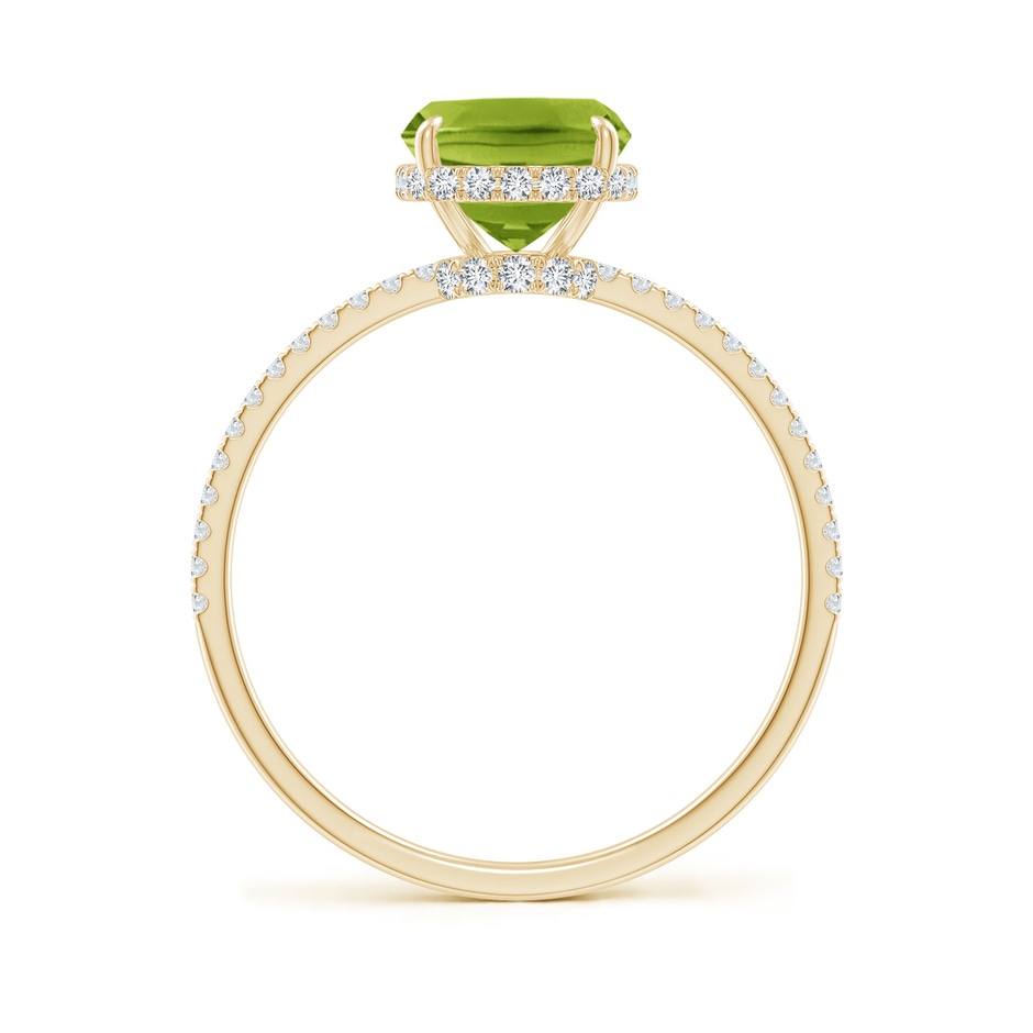 9x7mm AAA Thin Shank Cushion Cut Peridot Ring With Diamond Accents in Yellow Gold side-1