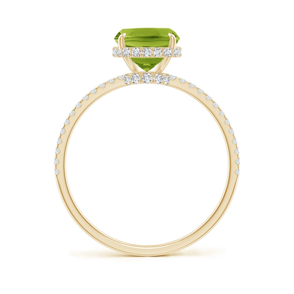 9x7mm AAA Thin Shank Cushion Cut Peridot Ring With Diamond Accents in Yellow Gold side 199