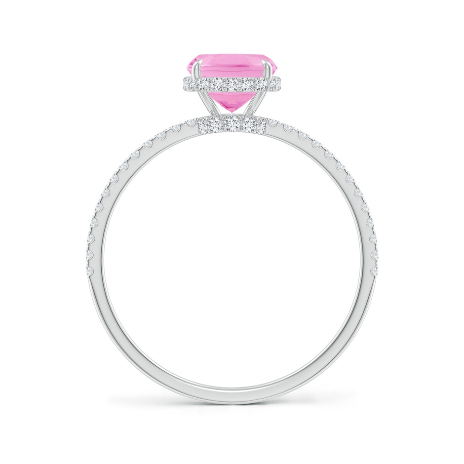 8x6mm A Thin Shank Cushion Pink Sapphire Ring with Diamond Accents in 9K White Gold side-1