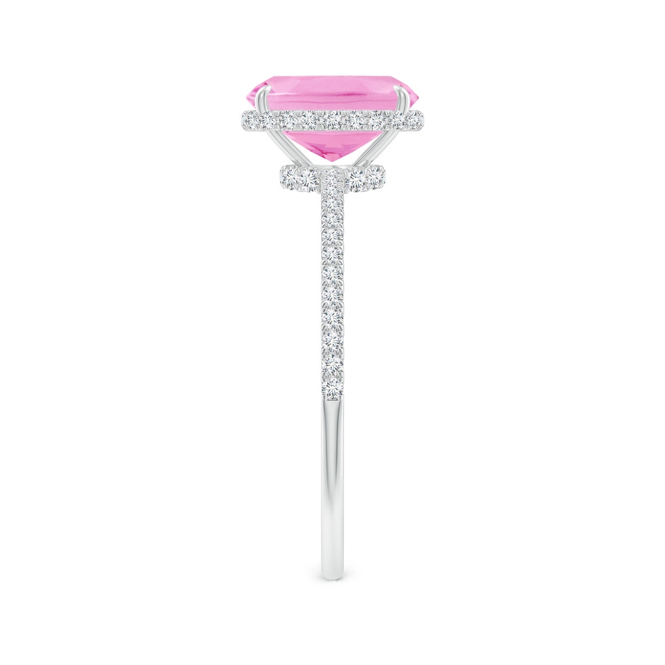 8x6mm A Thin Shank Cushion Pink Sapphire Ring with Diamond Accents in 9K White Gold side-2