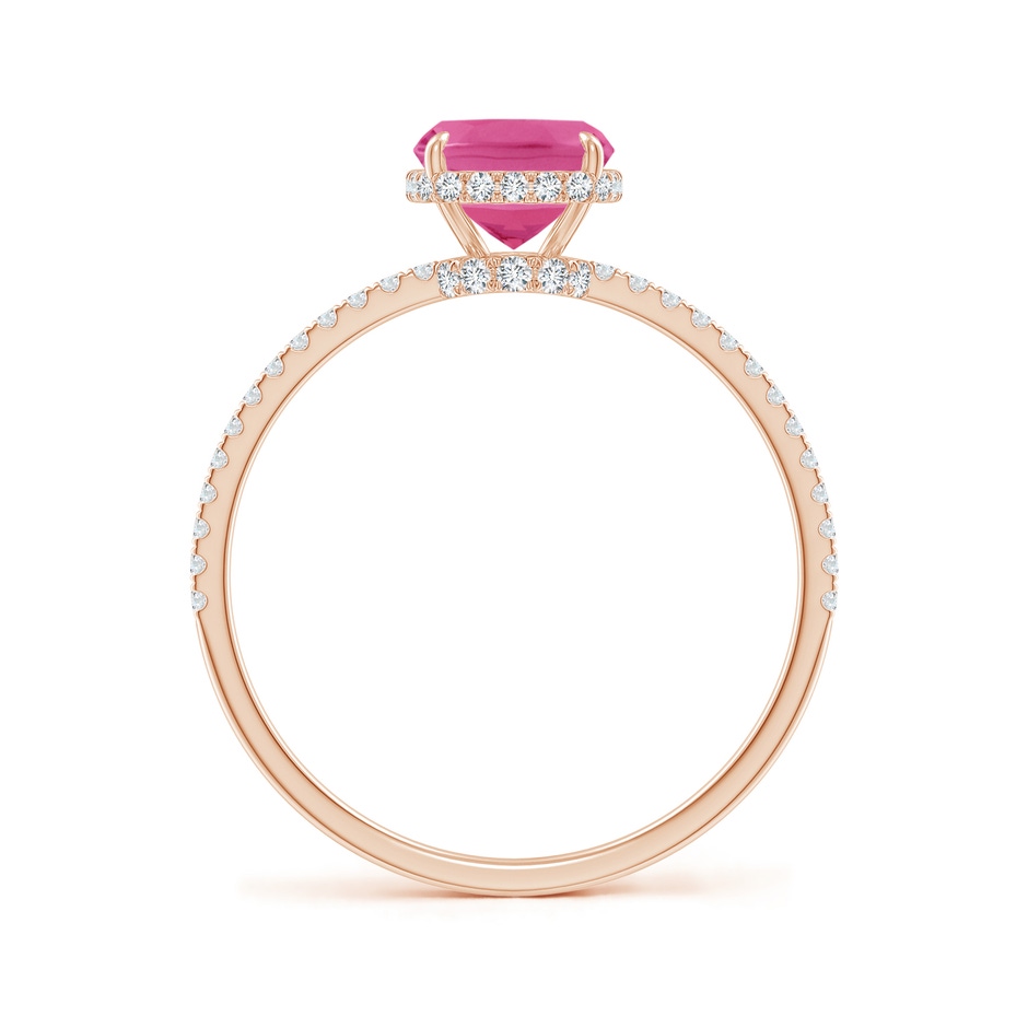 8x6mm AAA Thin Shank Cushion Pink Sapphire Ring with Diamond Accents in Rose Gold side-1