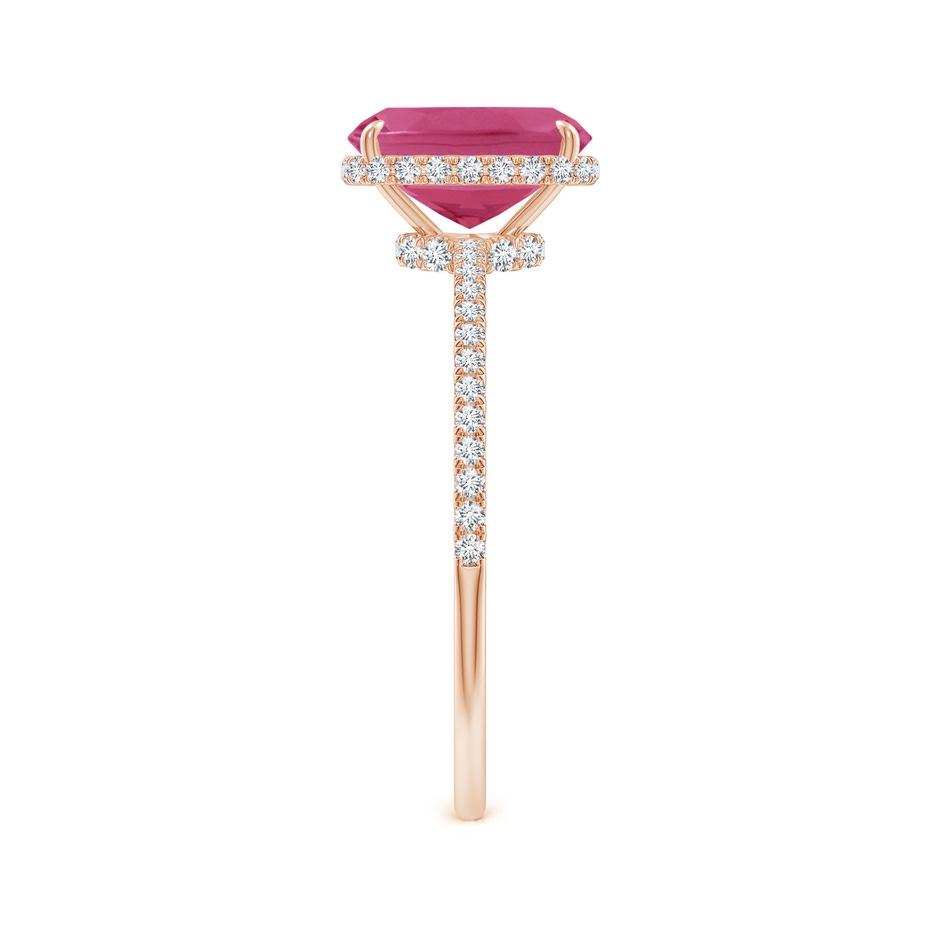 8x6mm AAAA Thin Shank Cushion Pink Sapphire Ring with Diamond Accents in Rose Gold side-2