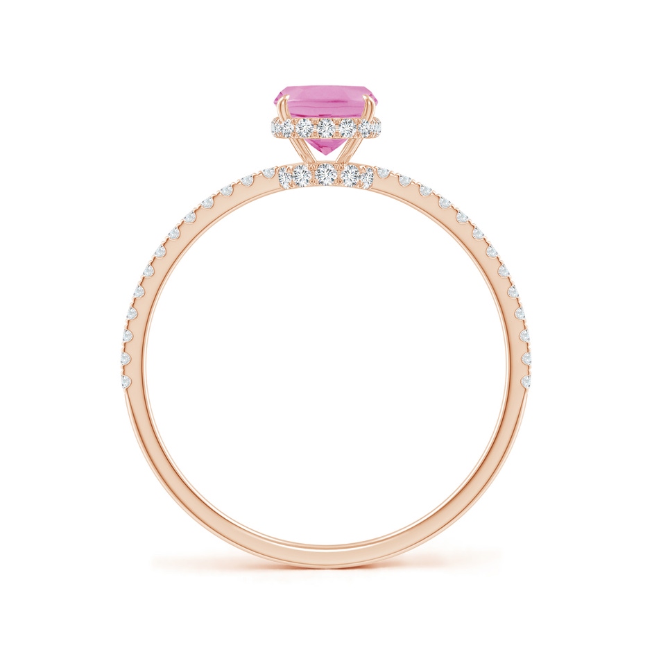 7x5mm A Thin Shank Cushion Cut Pink Tourmaline Ring With Diamond Accents in Rose Gold side 199
