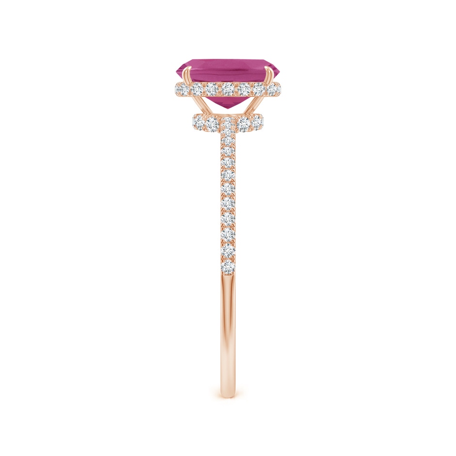 7x5mm AAAA Thin Shank Cushion Cut Pink Tourmaline Ring With Diamond Accents in Rose Gold side 299