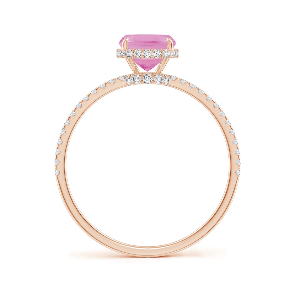 8x6mm A Thin Shank Cushion Cut Pink Tourmaline Ring With Diamond Accents in Rose Gold side 199