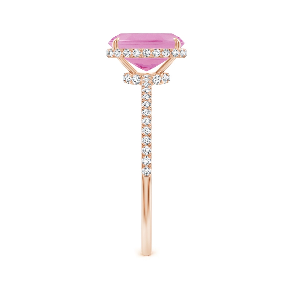 8x6mm A Thin Shank Cushion Cut Pink Tourmaline Ring With Diamond Accents in Rose Gold side 299