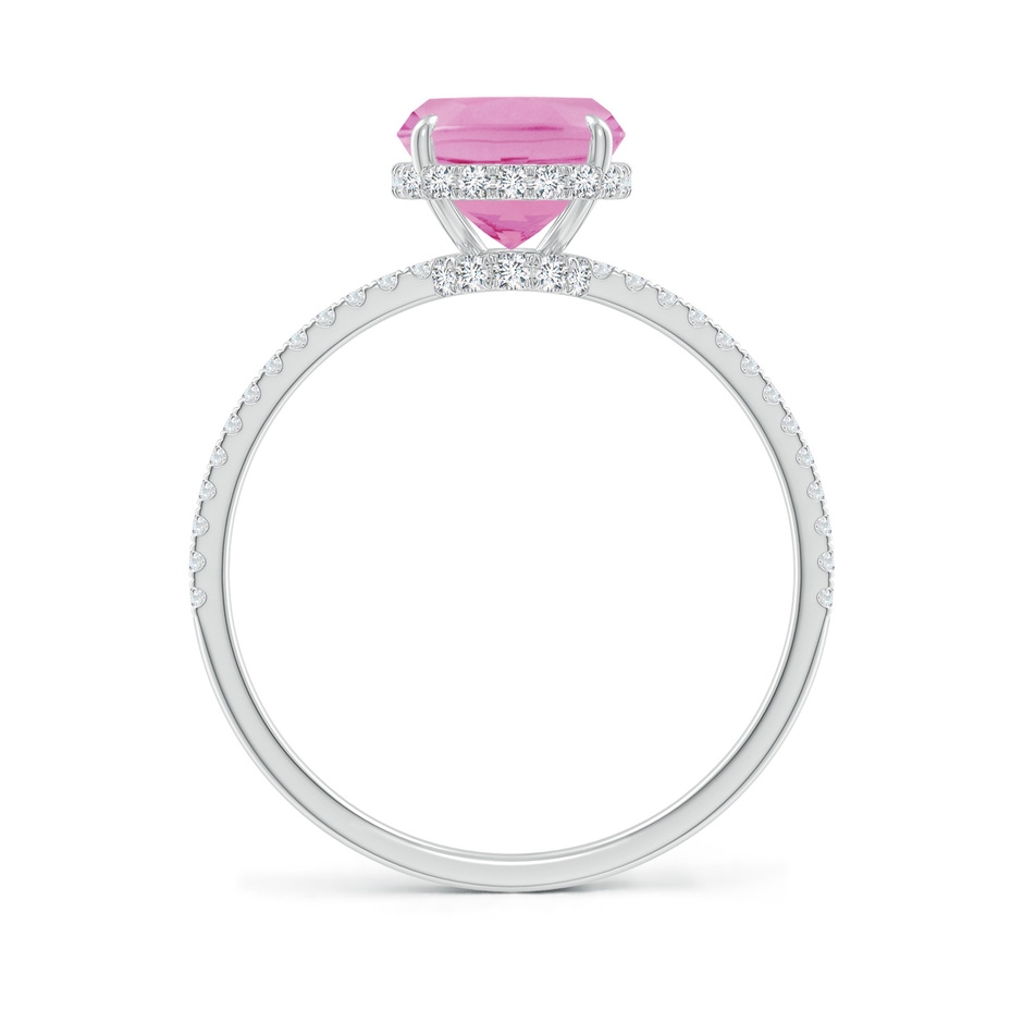 9x7mm A Thin Shank Cushion Cut Pink Tourmaline Ring With Diamond Accents in 18K White Gold side 199