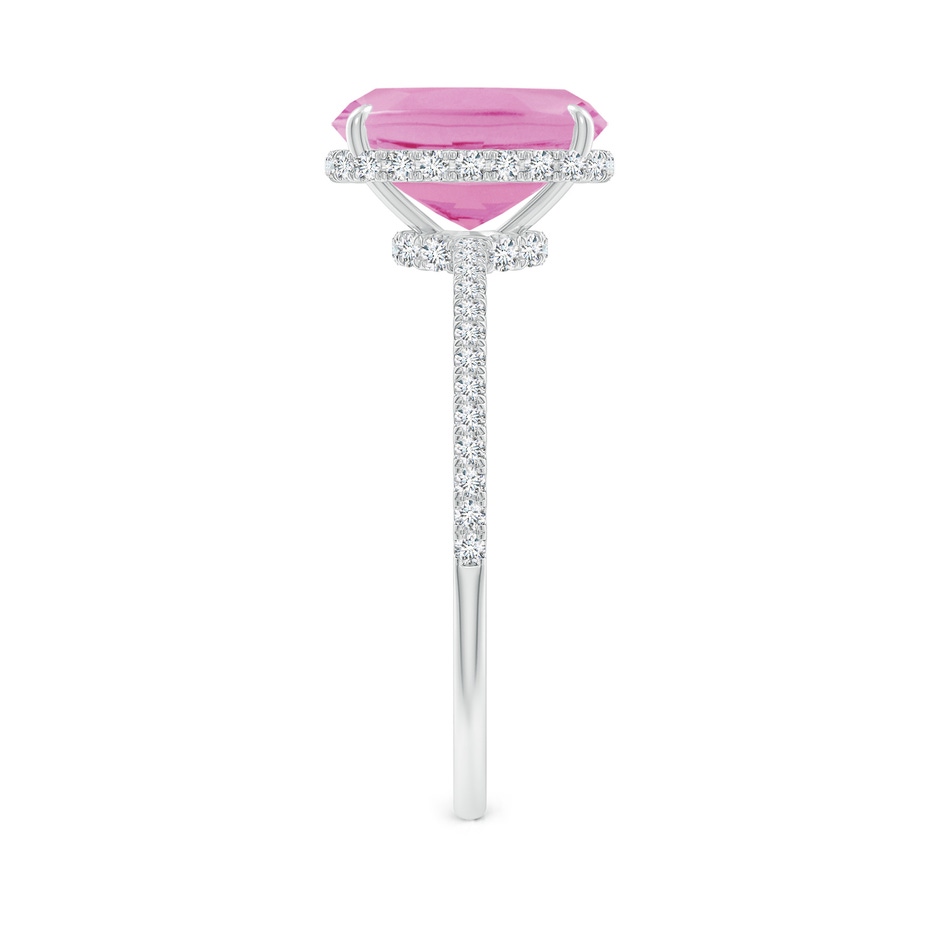 9x7mm A Thin Shank Cushion Cut Pink Tourmaline Ring With Diamond Accents in 18K White Gold side 299